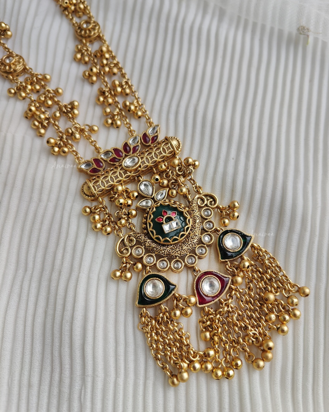 Antique kundan long necklace set