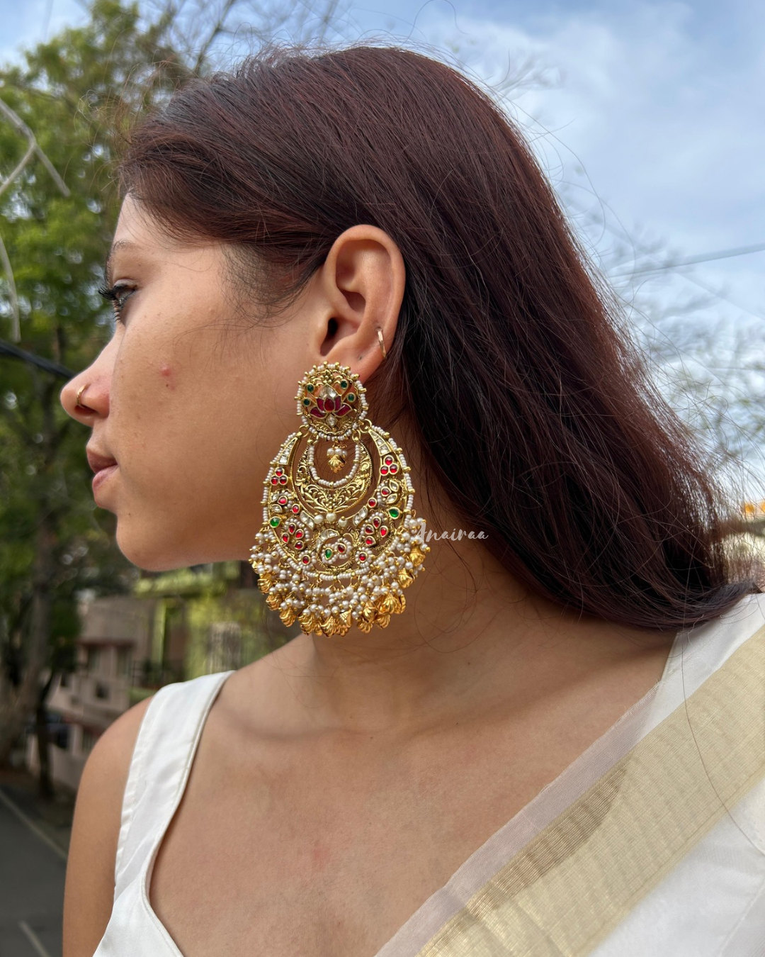 Paachi kundan antique chandbalis