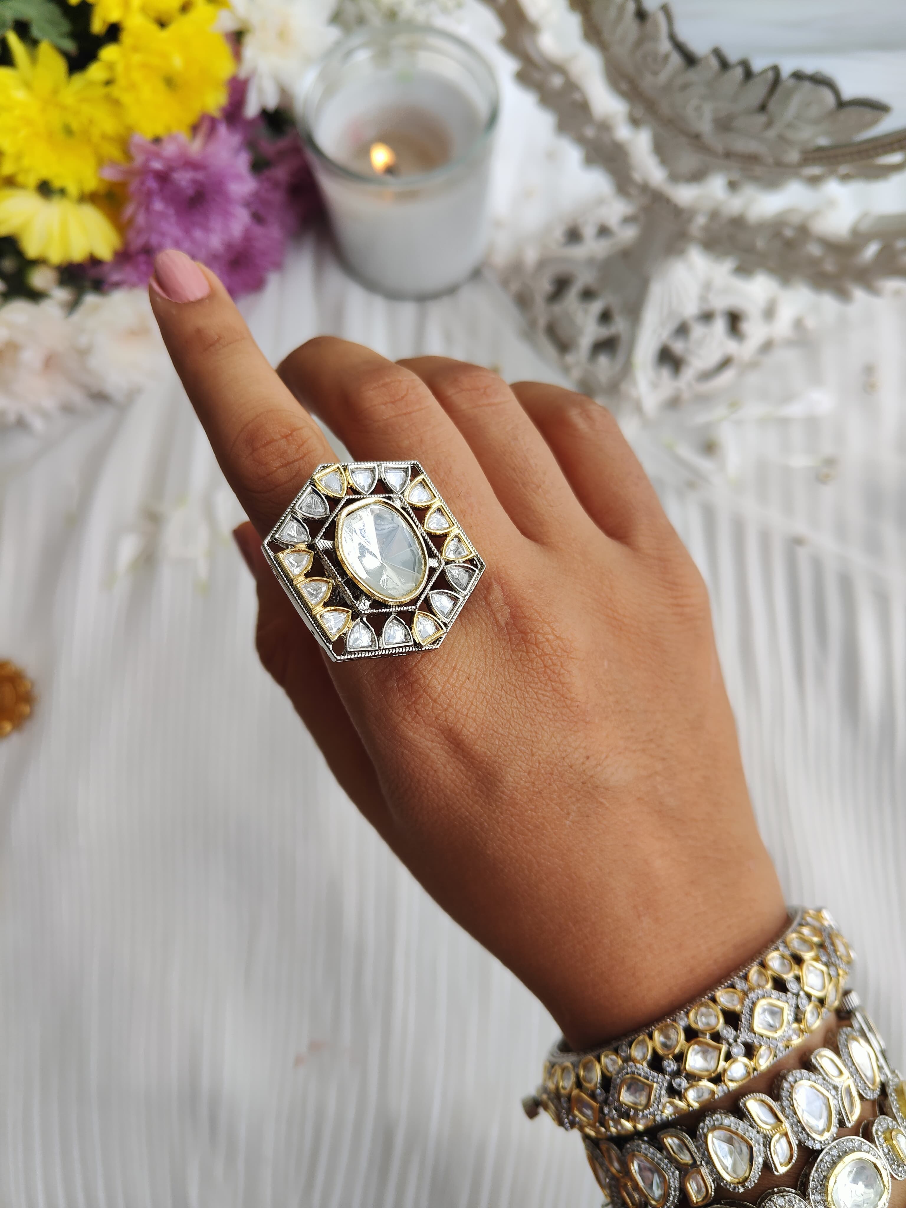 Dual Tone polki Ring