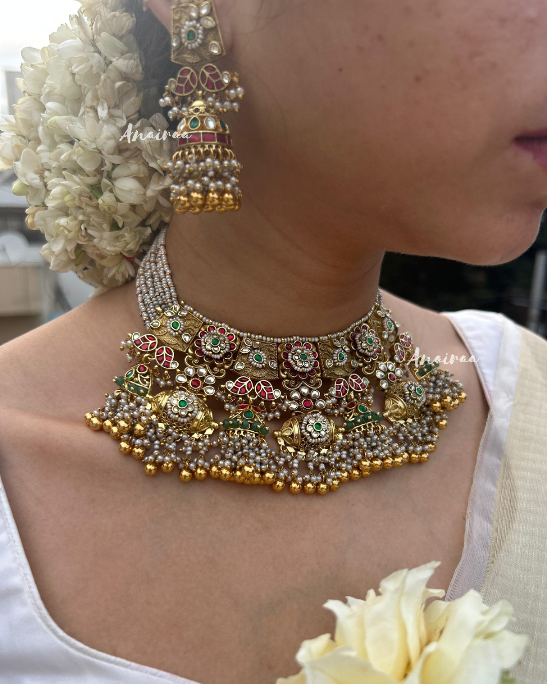 Paachi kundan antique set