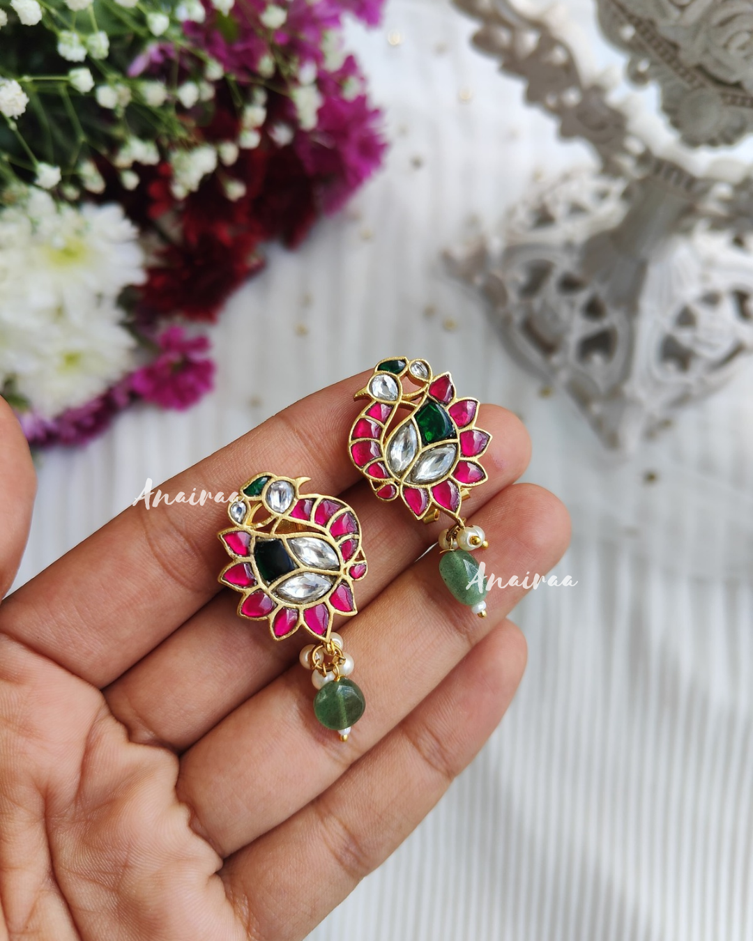 Jadau peacock earrings