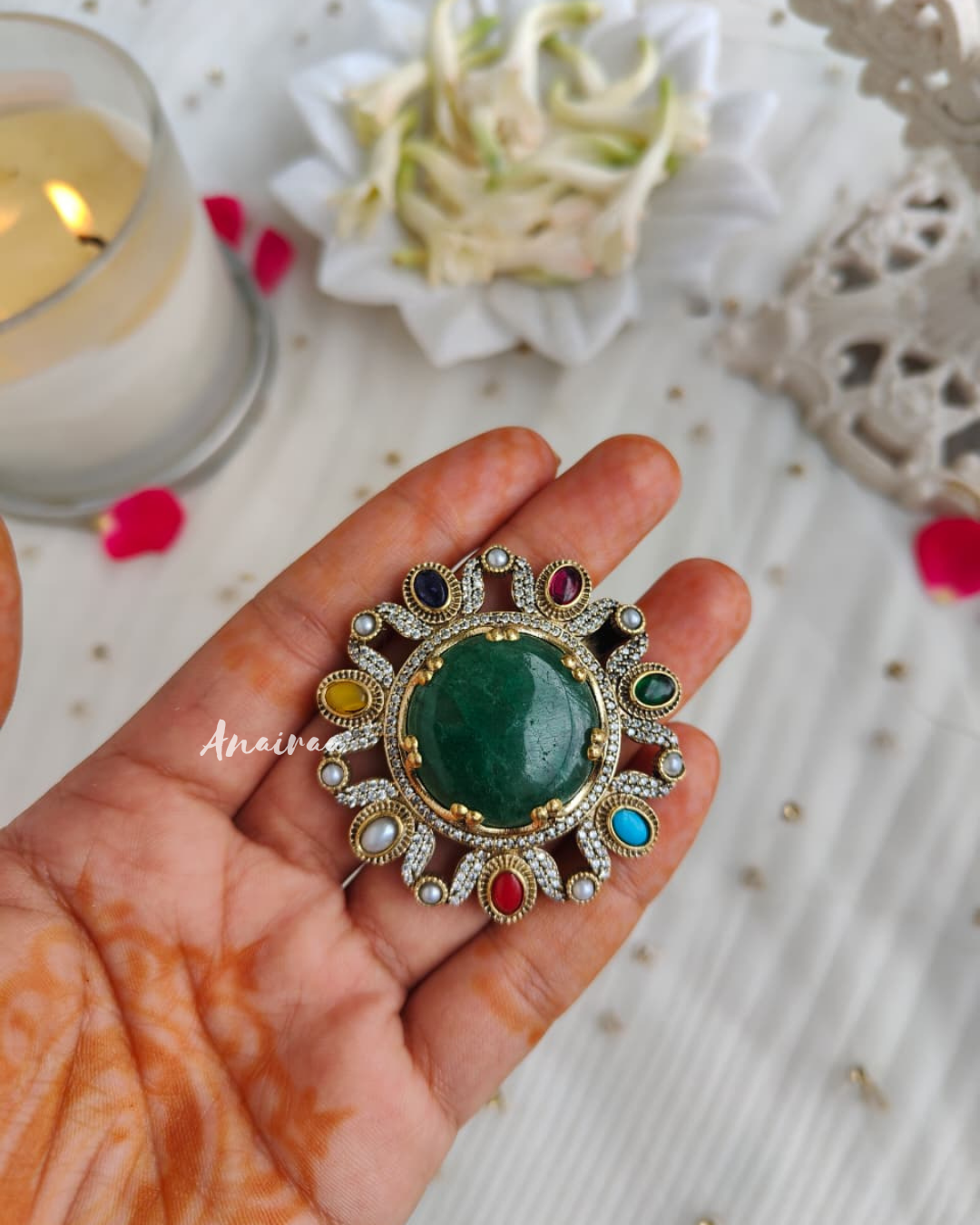 Semi precious victorian sage ring