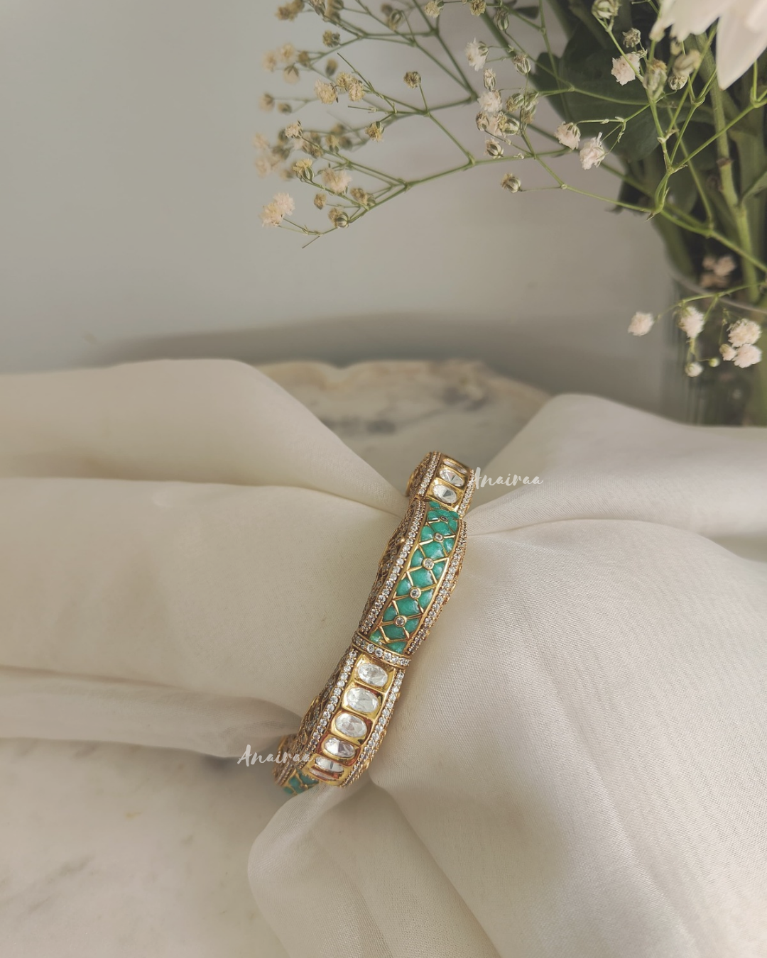 Polki turquoise bangle(single pc)
