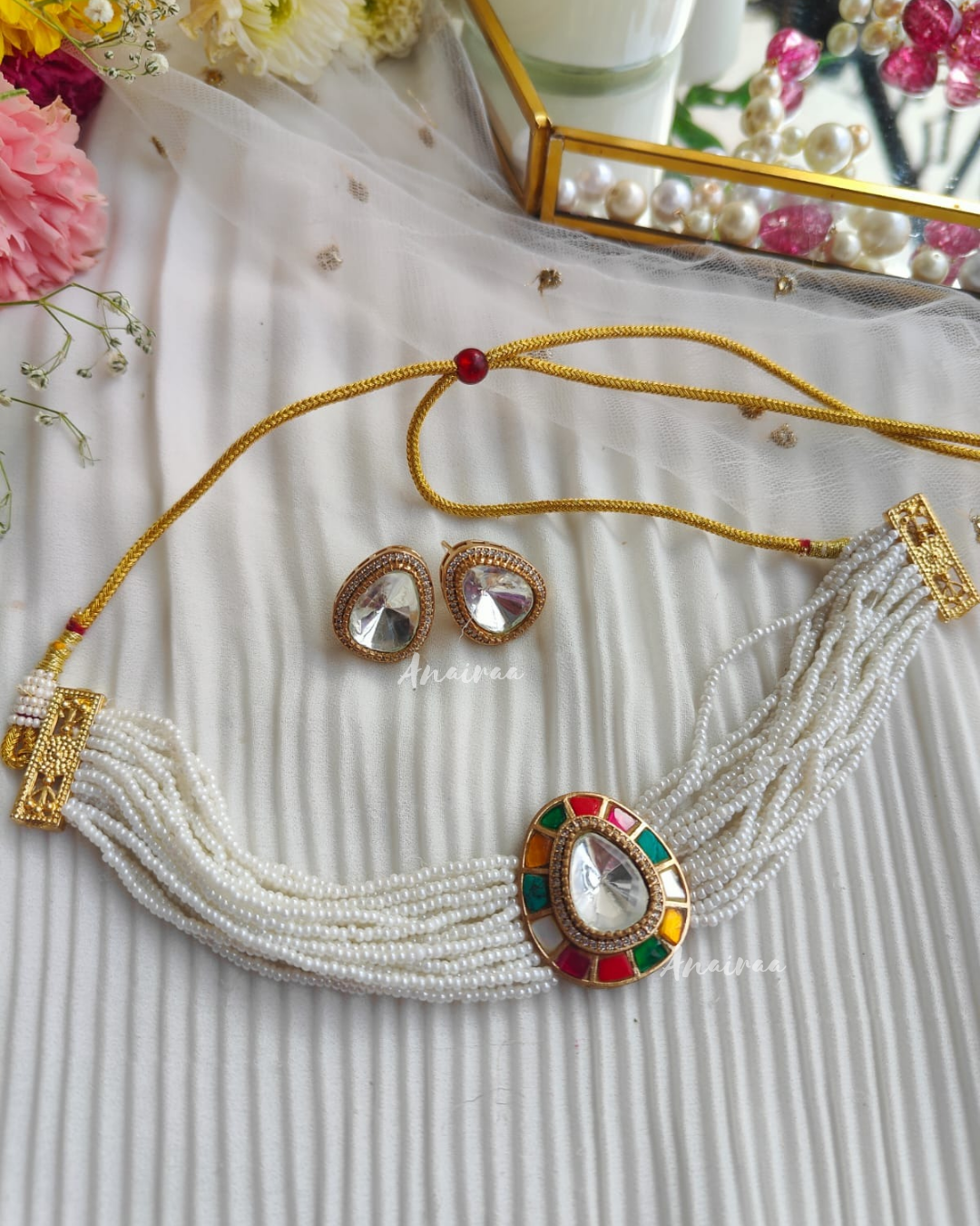 Navratan polki choker set