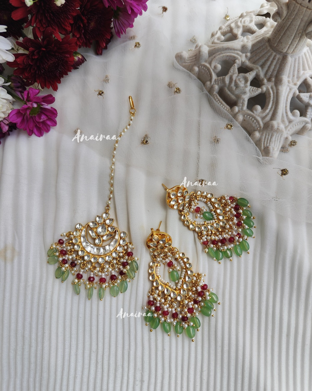 Paachi kundan maangtikka set