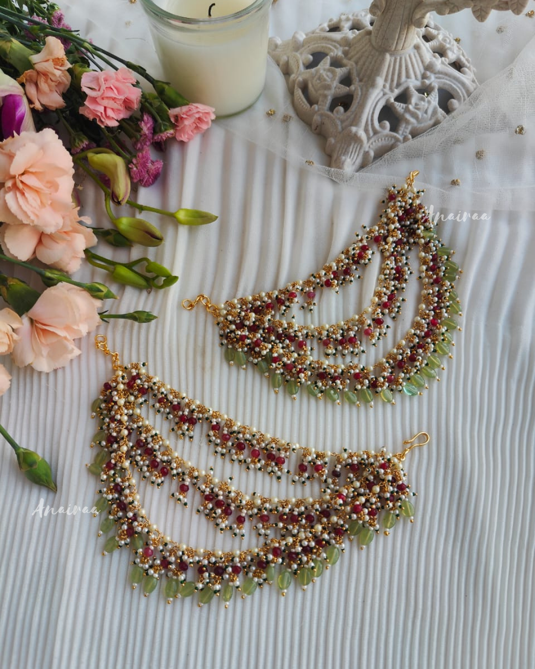 Pearls flourites earchains
