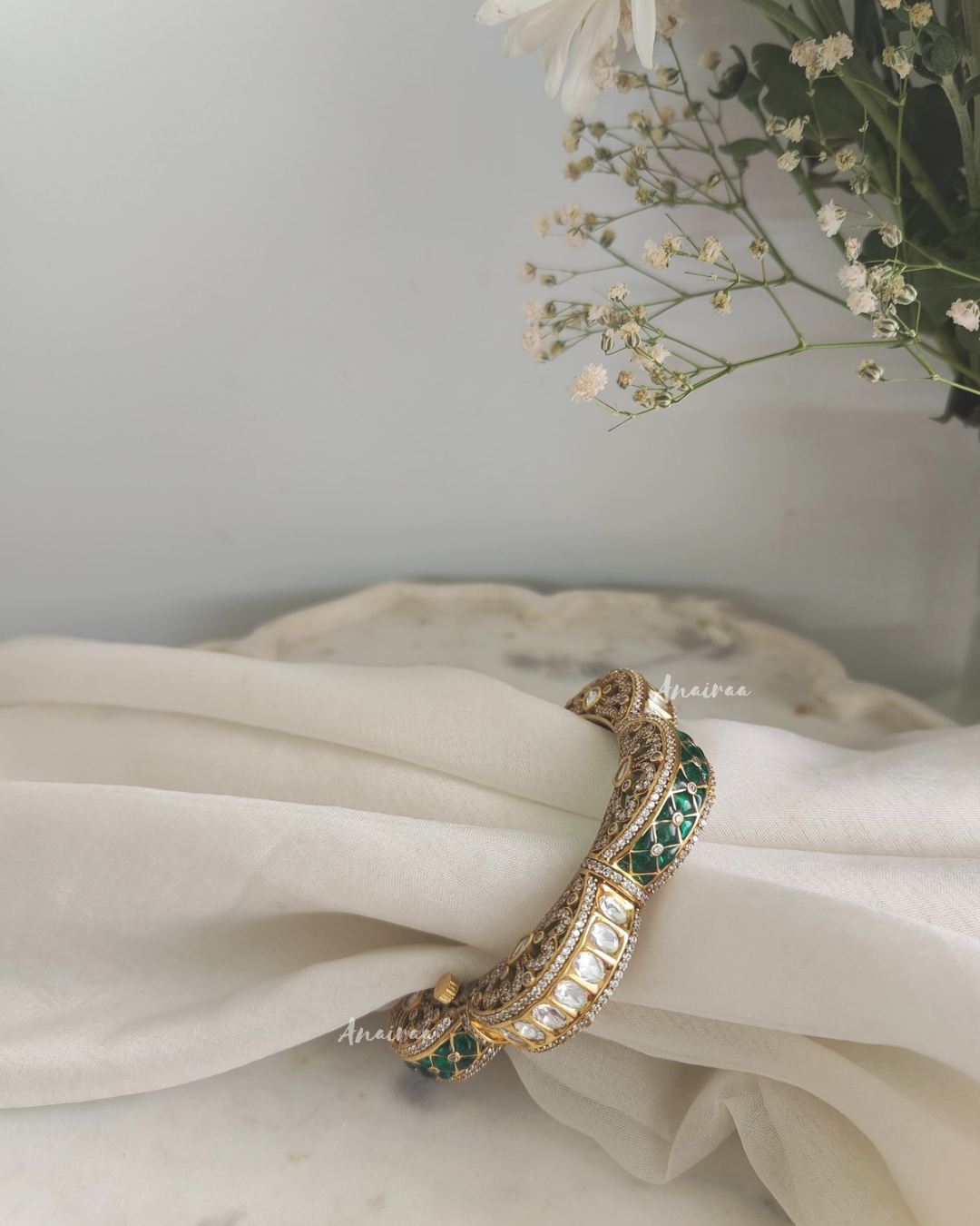 Polki  Emerald bangle(single pc)
