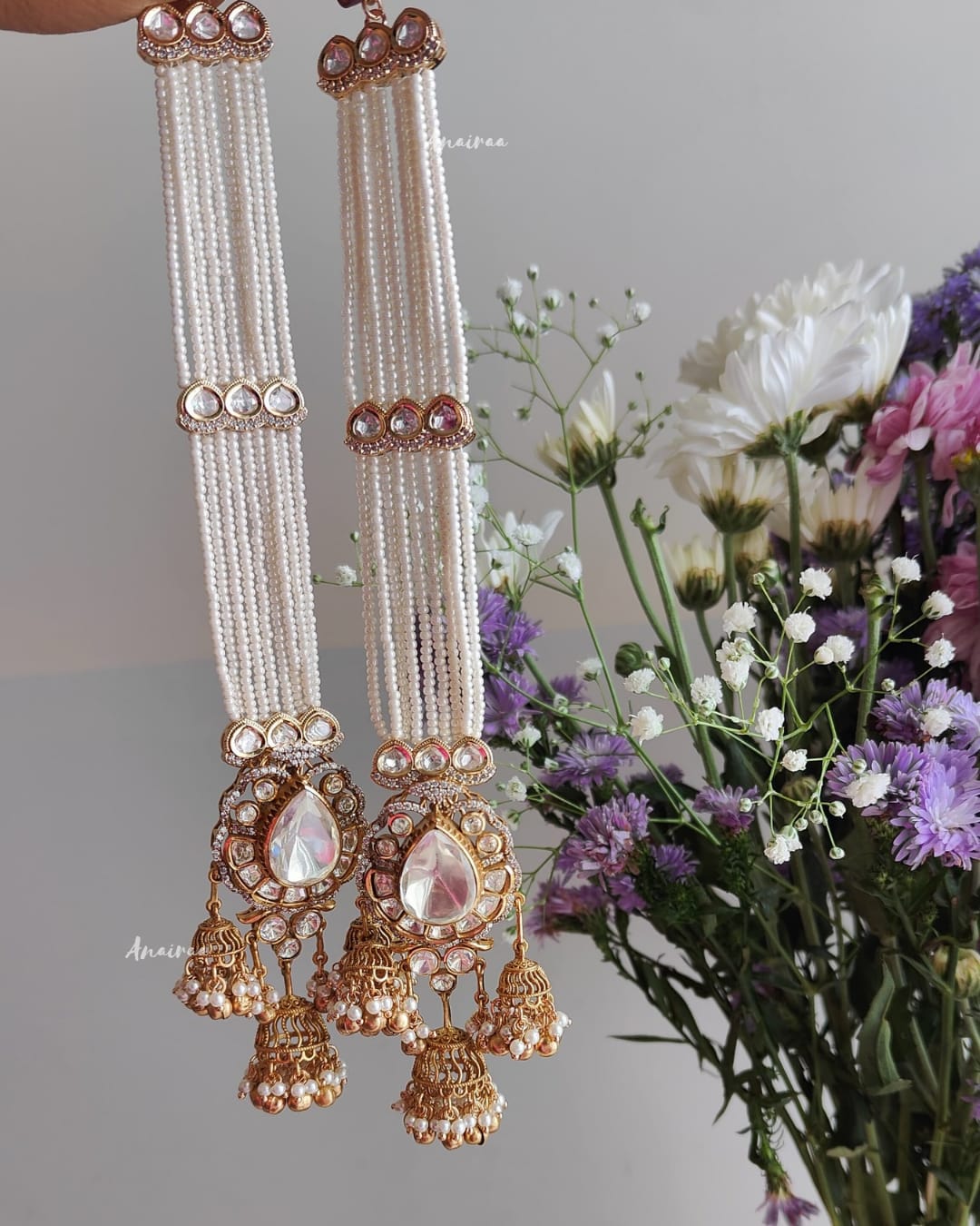Real moissanite jhumka and earchains
