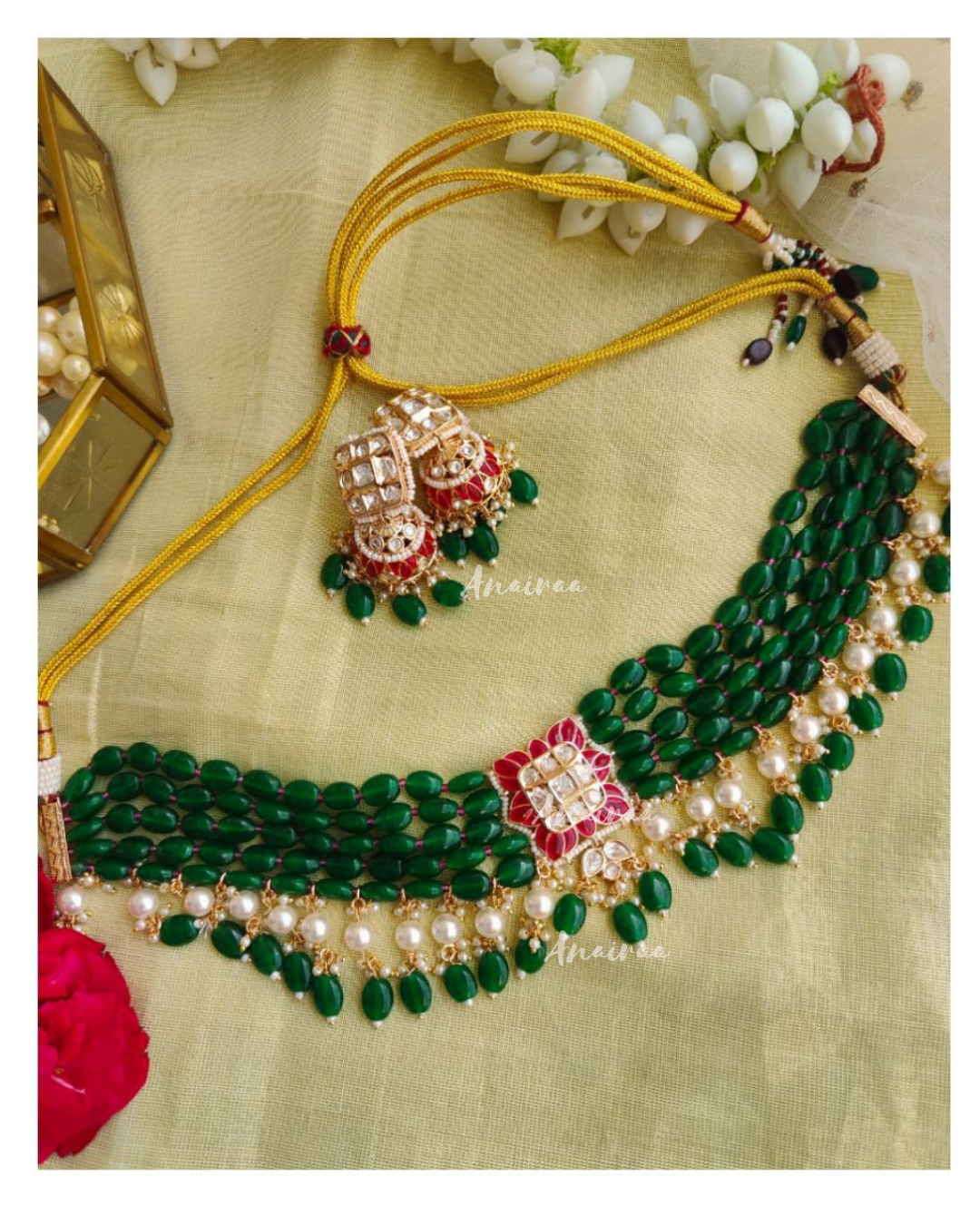 Saanvi beaded Polki choker set