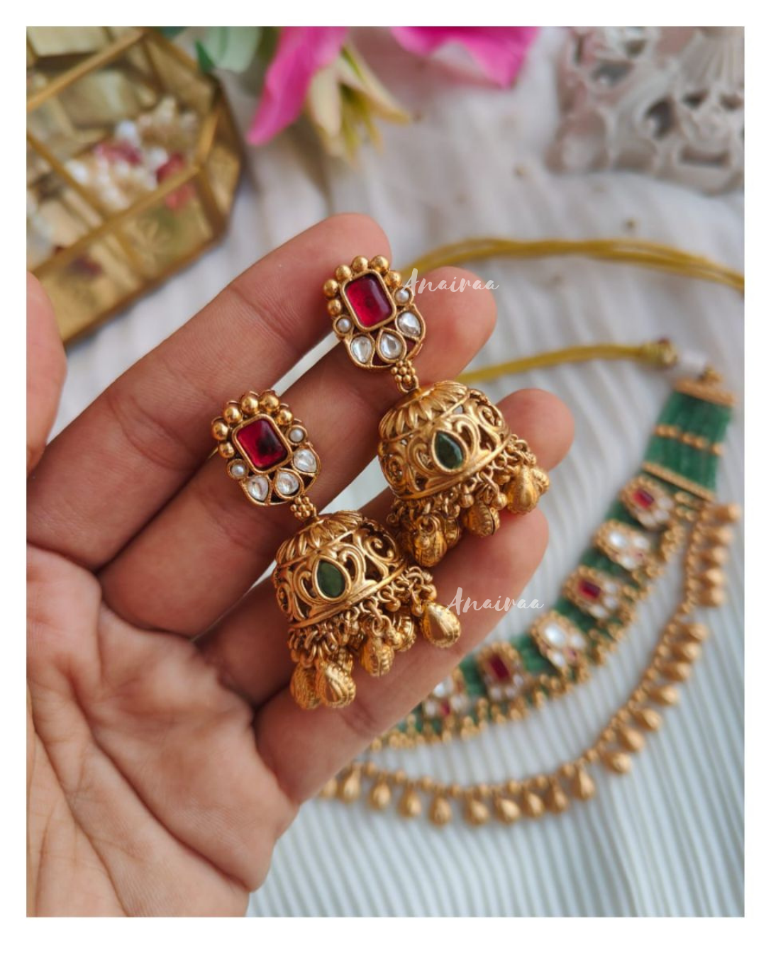 Antique necklace with Jhumkas