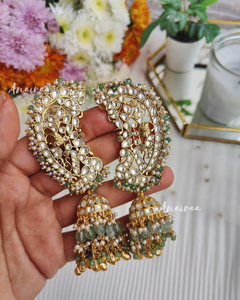 Heritage peacock earcuff jhumkas