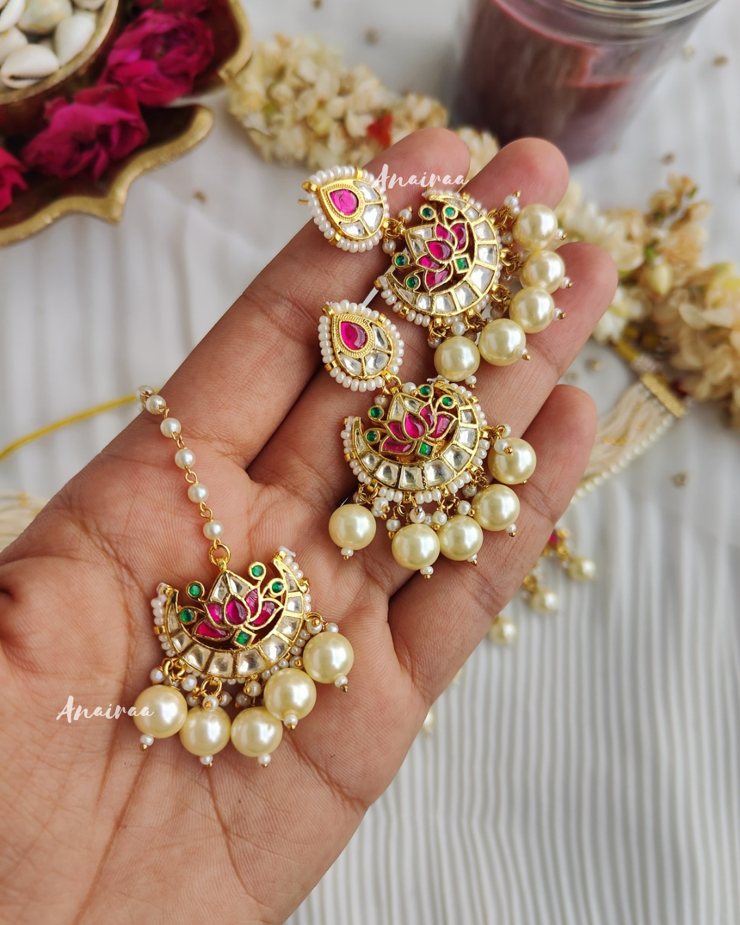 Lotus paachi kundan choker set
