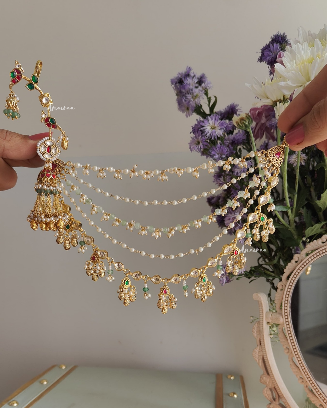 Birdie earcuff jhumkas with earchains