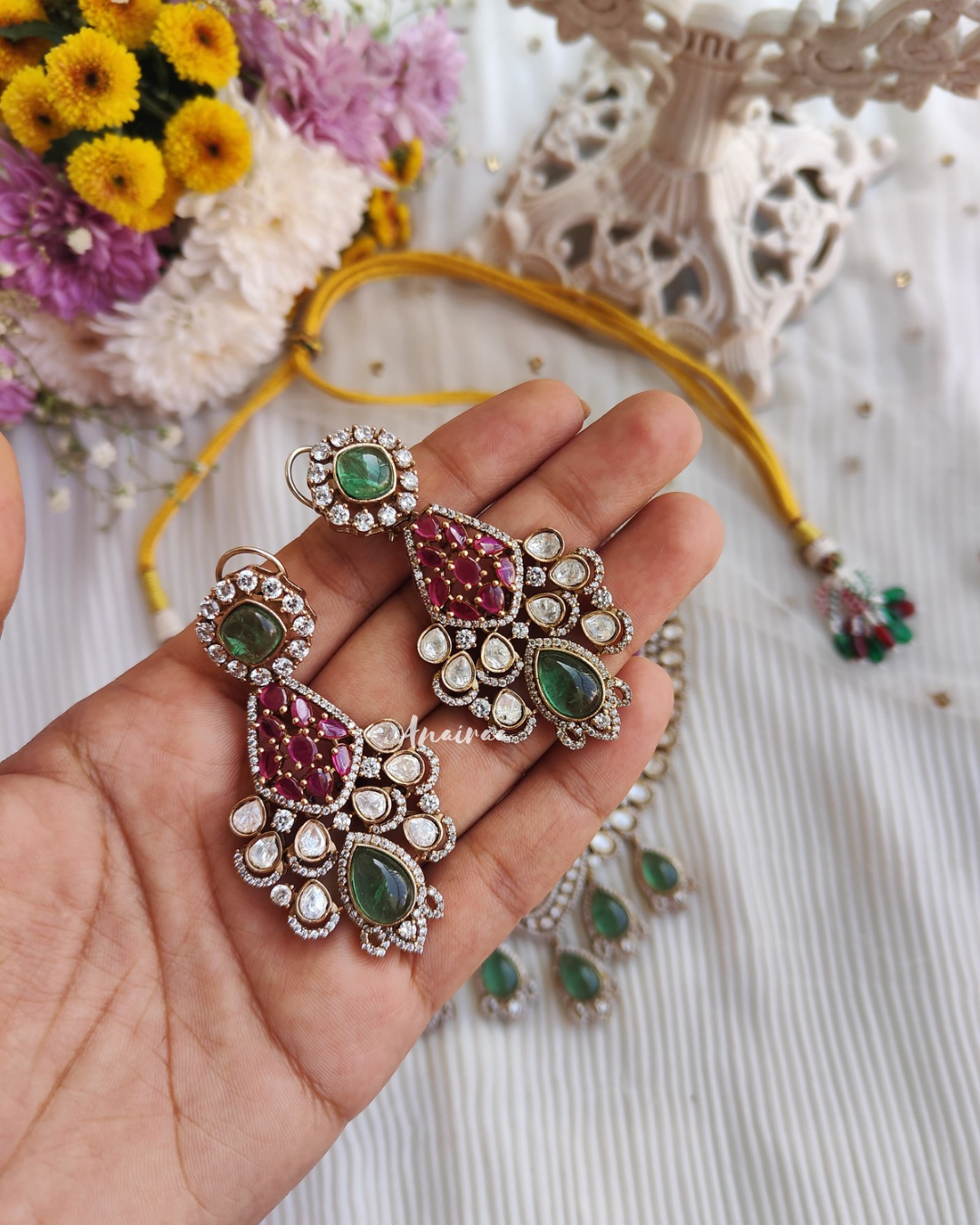 Mishka polki moissanite necklace set