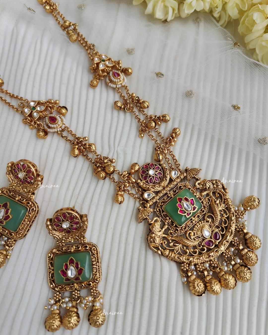 Antique Kundan long necklace set