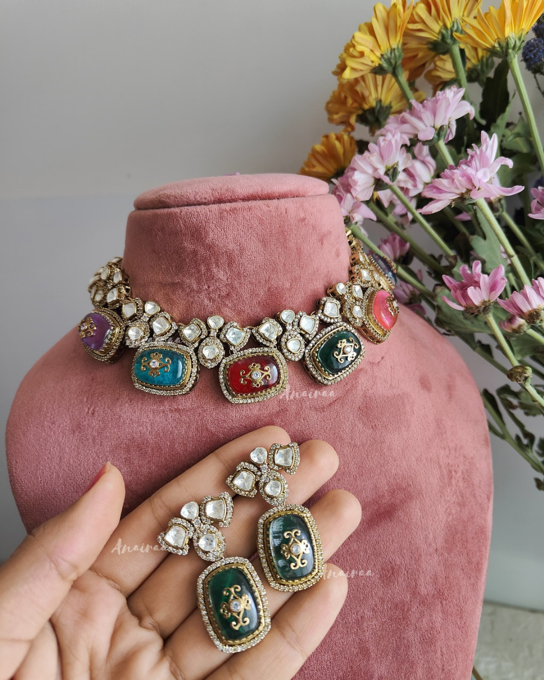 Polki necklace set