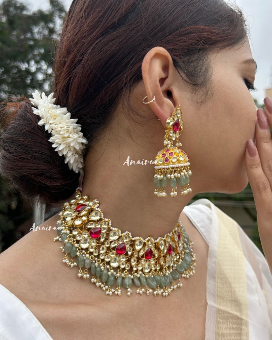 Ruby Kundan necklace set