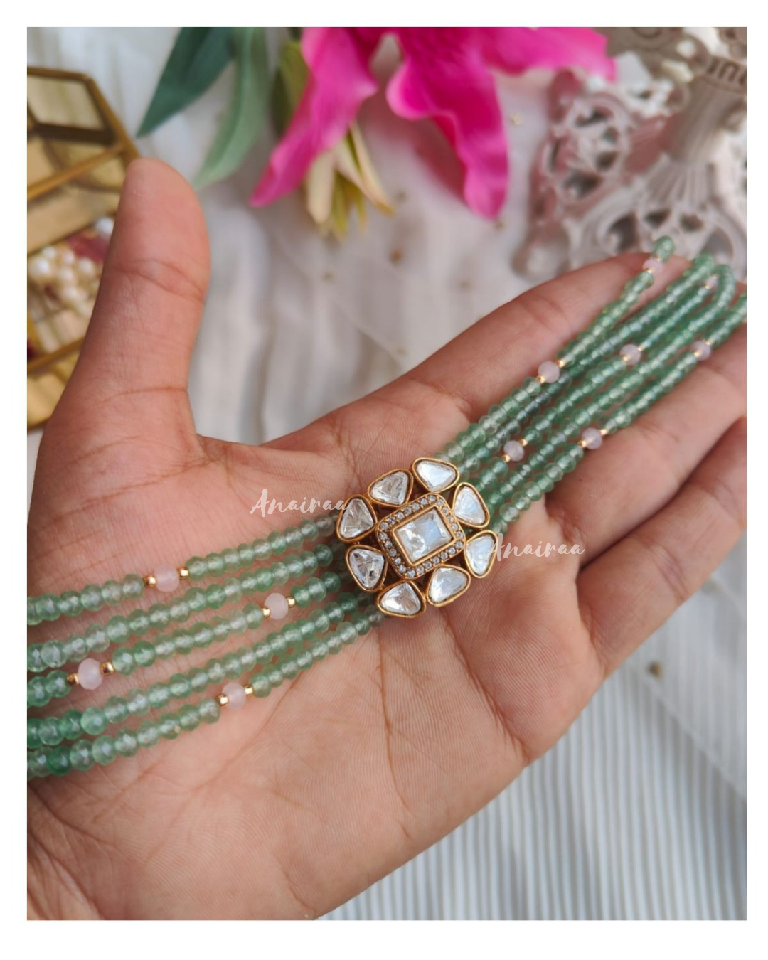 Polki sage choker set