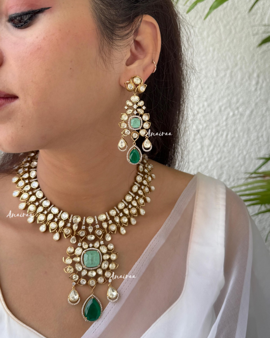 Sneha moissanite necklace set