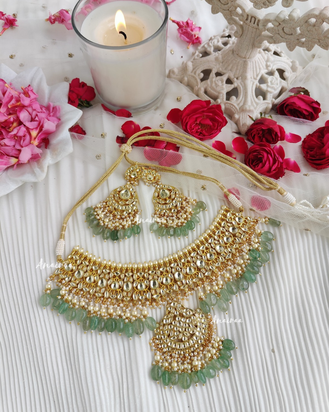 Paachi kundan bridal choker set with tikka