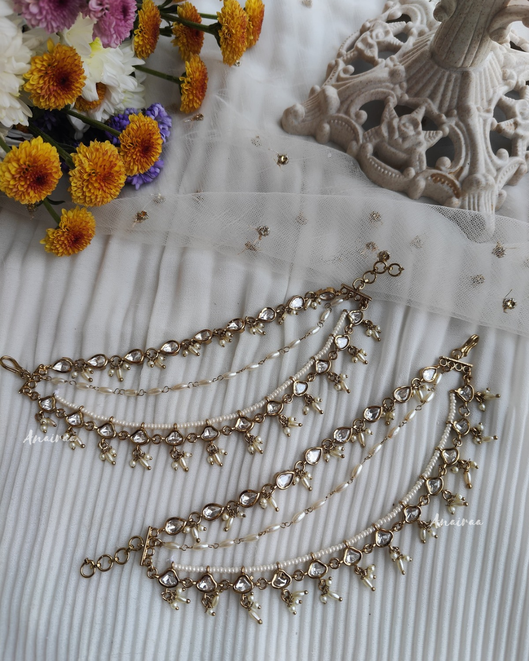 Pamela Victorian polki earchains