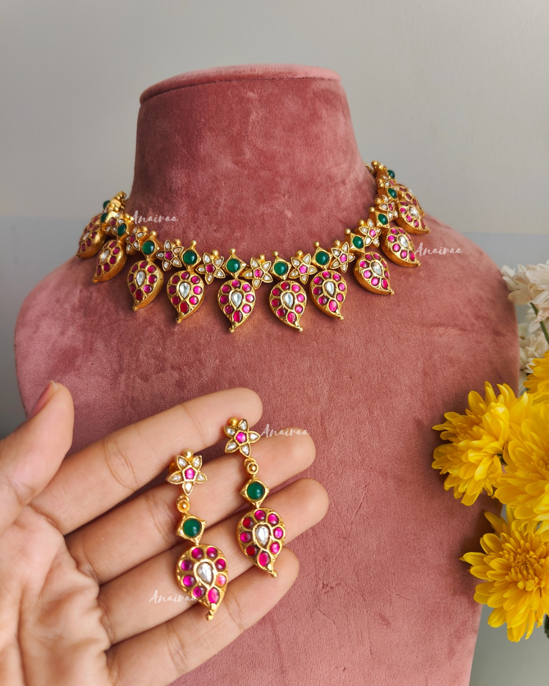 Bridal kundan jadau mango set