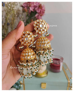 Polki Jhumkas with flourites