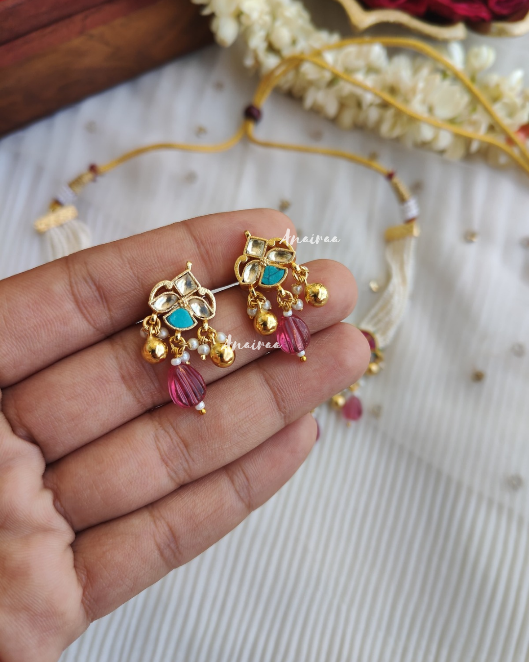 Monika feeroza ruby Kundan set