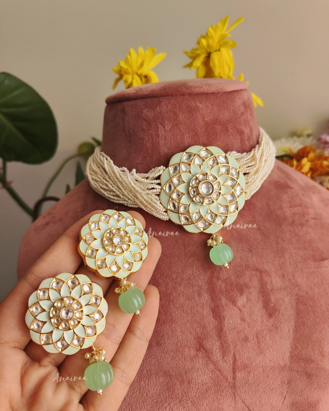 Polki meena choker set