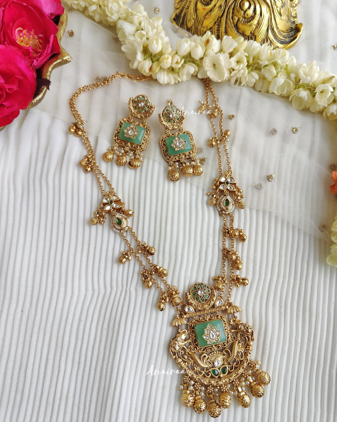 Antique kundan long necklace set