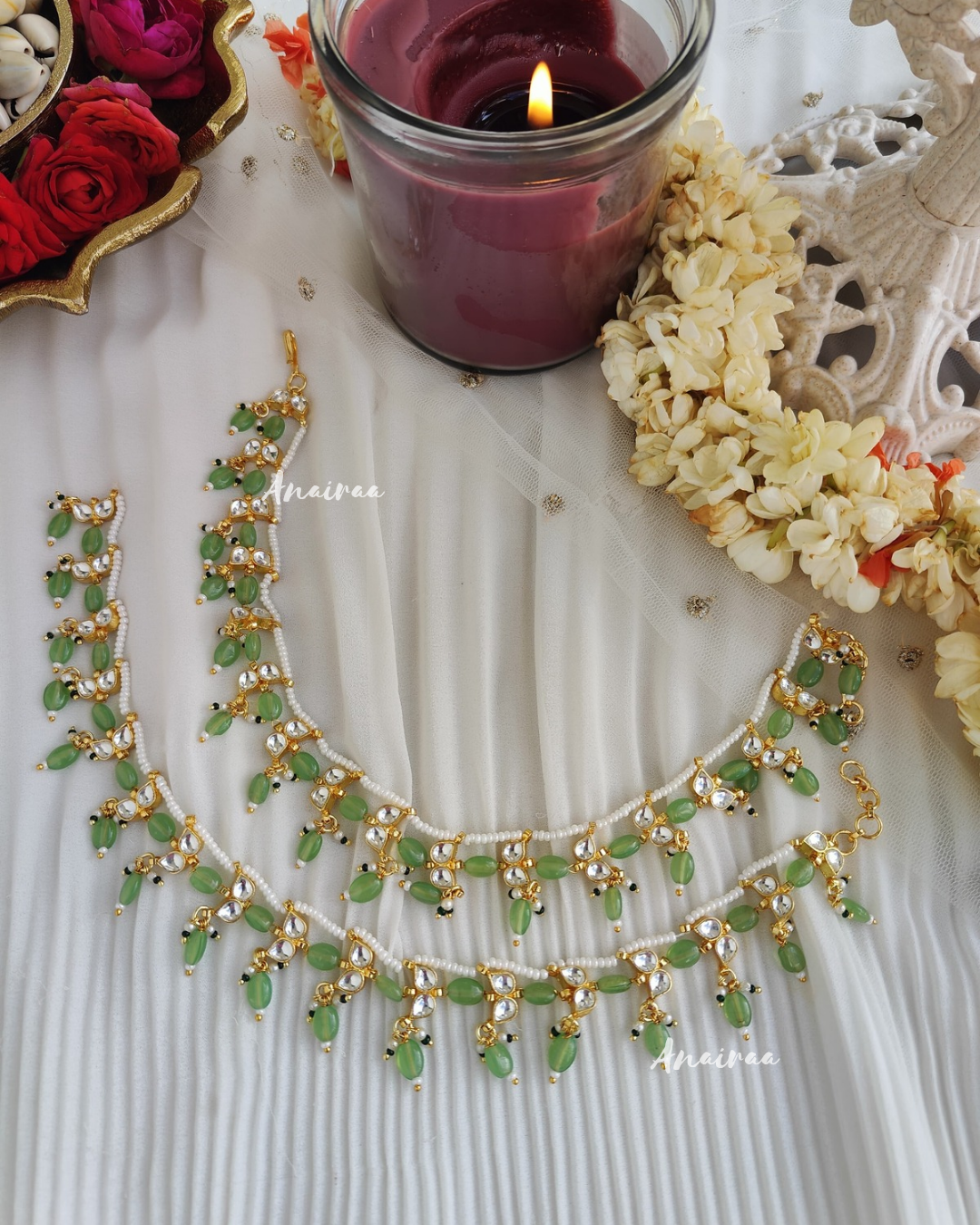 Pearl pastel green Anklets