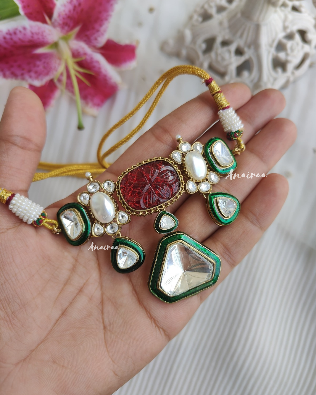 zara polki ruby meena set