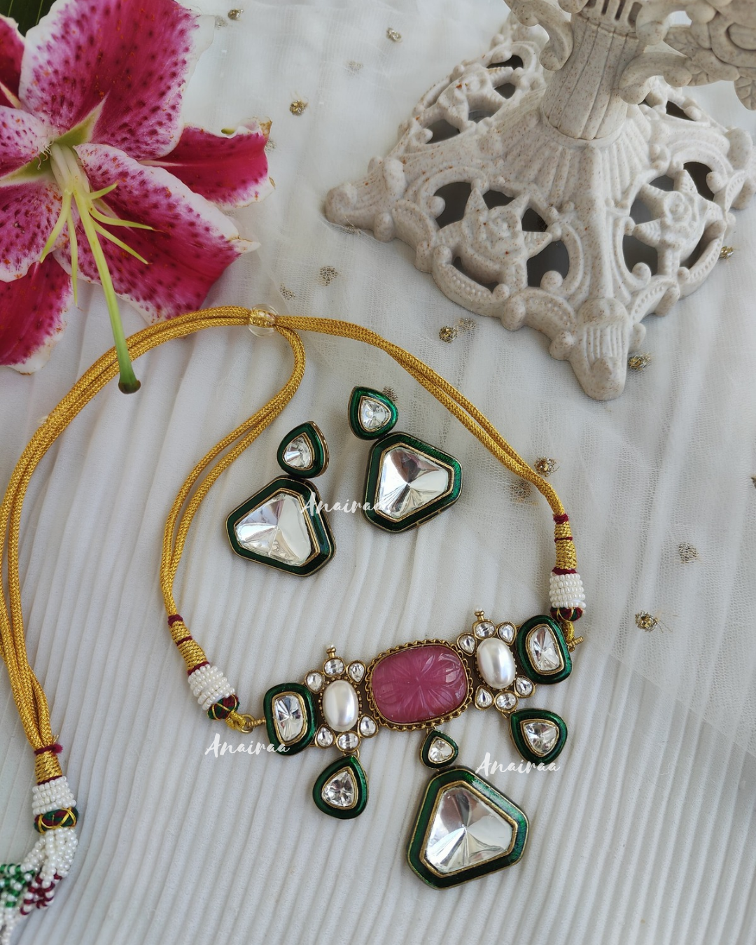 Zara polki pink meena set