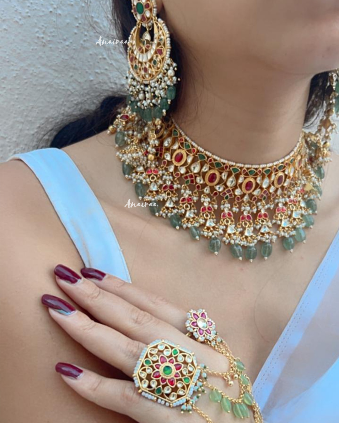 Myrah paachi kundan bridal set(Only choker and earrings)