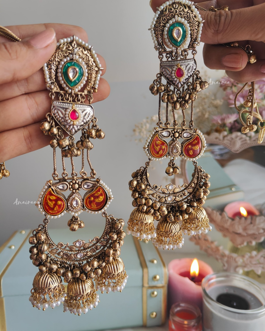 Sabya Kashmiri ghungroo earrings with earchains