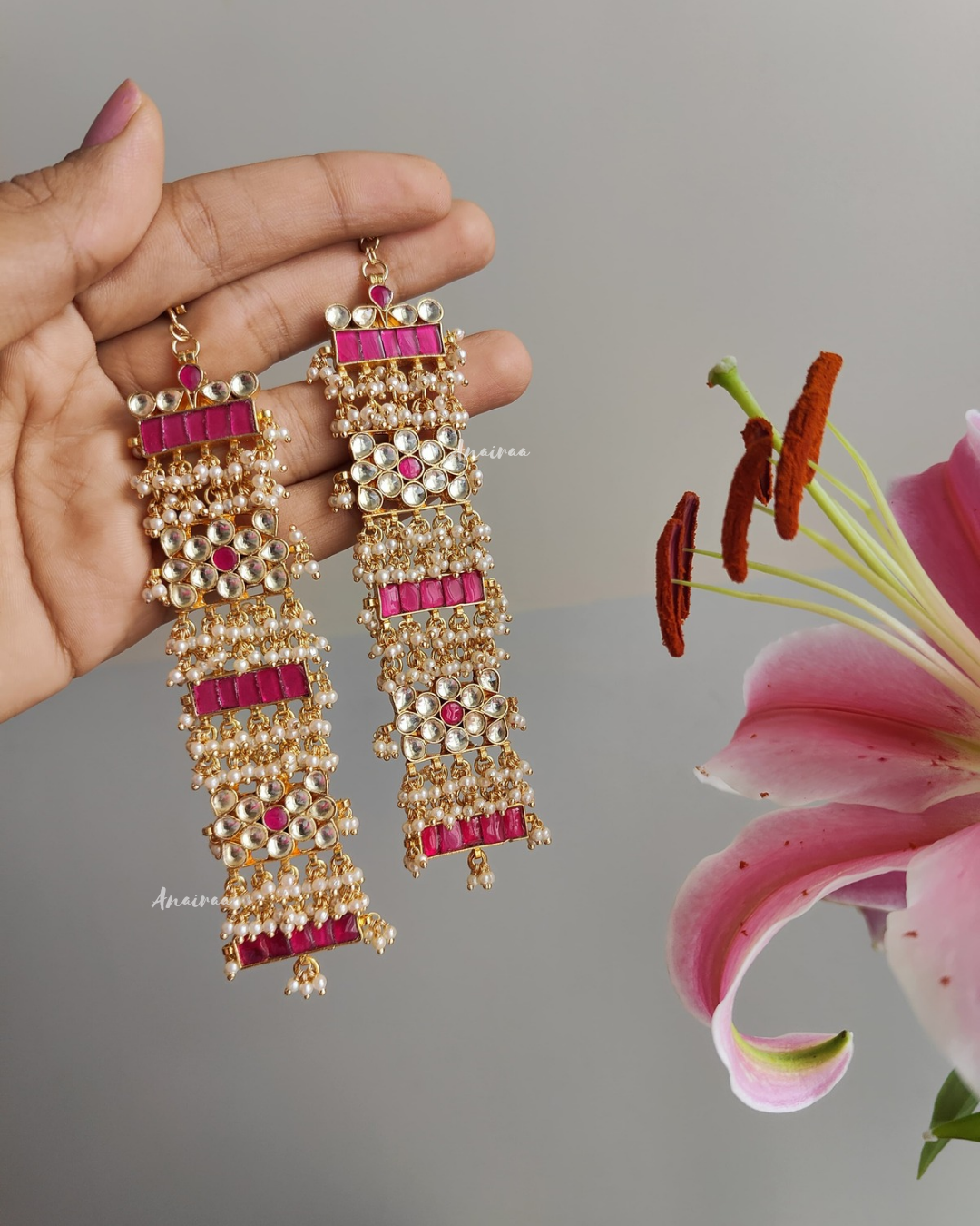 Paachi kundan earchains