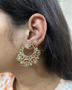 Polki peacock ruby studs