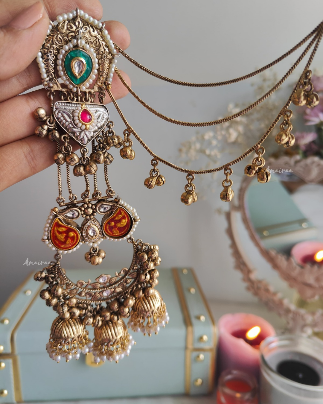 Sabya Kashmiri ghungroo earrings with earchains