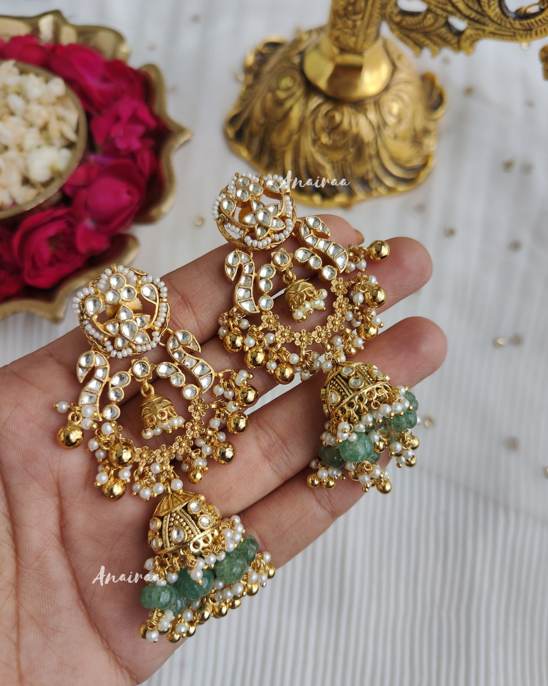 Udita Heritage paachi kundan earrings