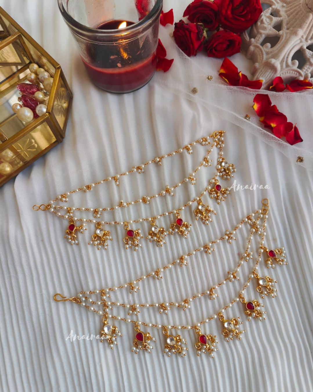Paachi kundan ruby earchains