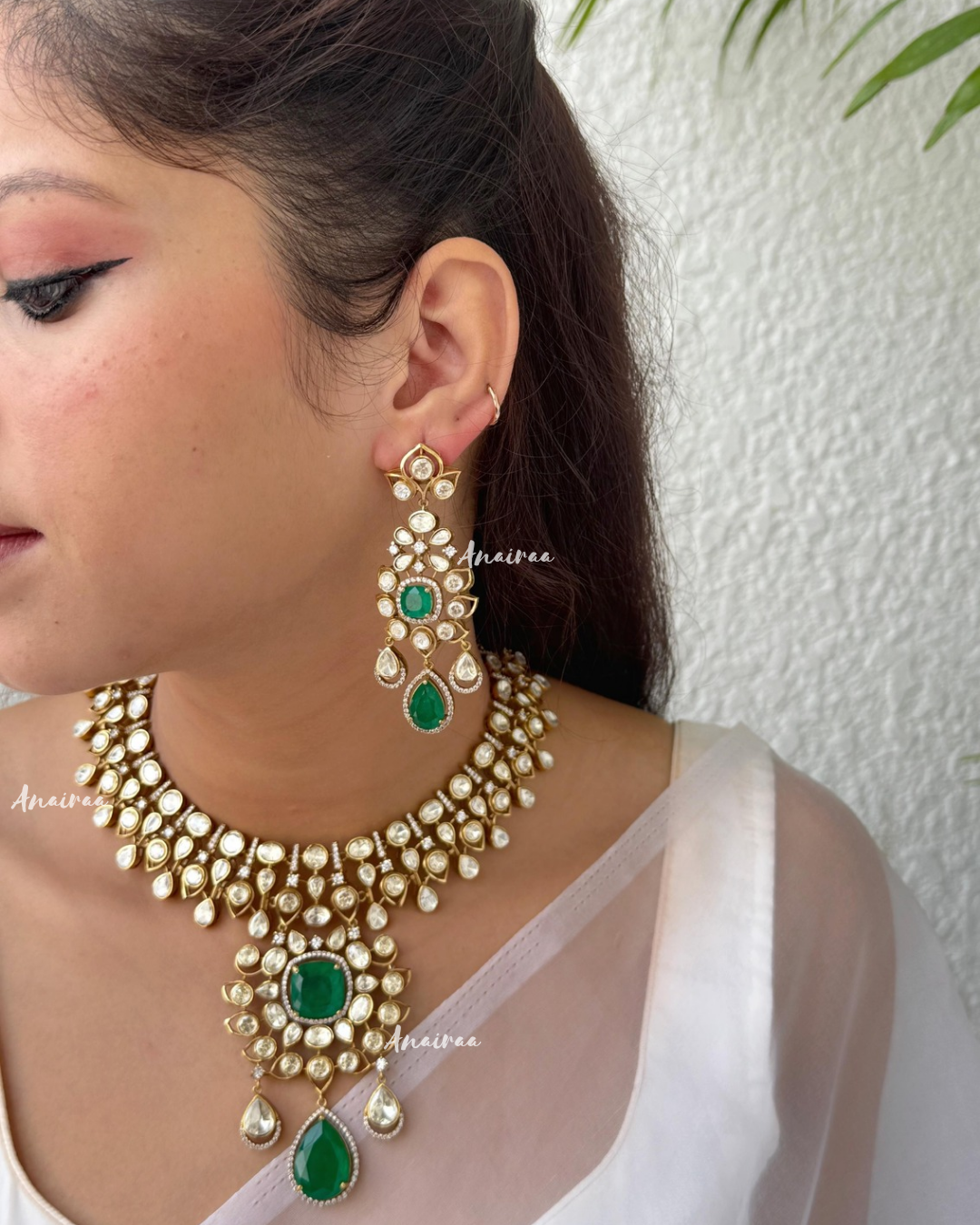 Sneha moissanite necklace set