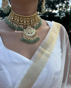 Paachi kundan bridal choker set with tikka
