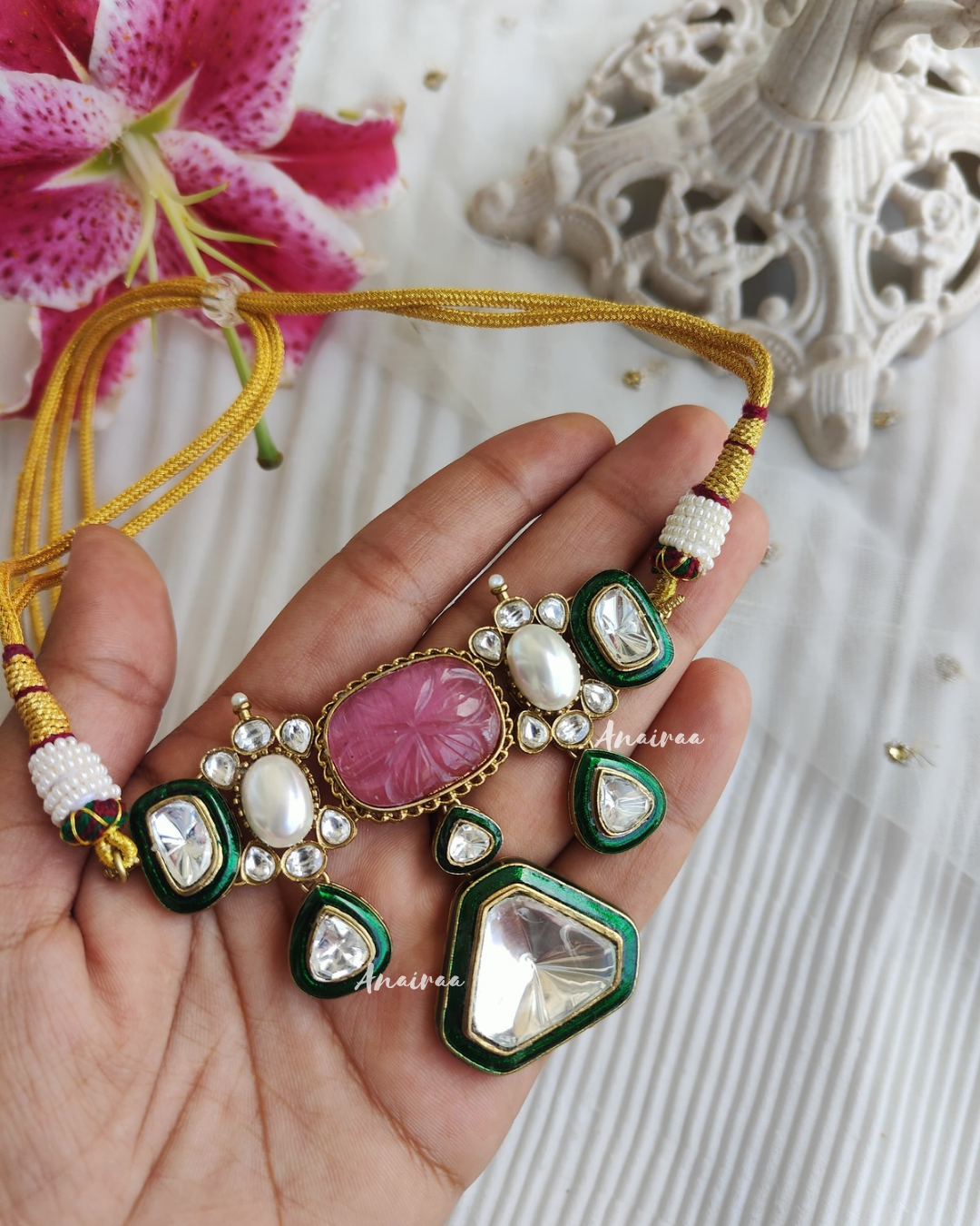 Zara polki pink meena set