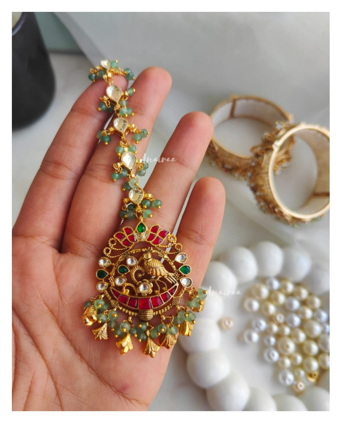 Paachi kundan maangtikka