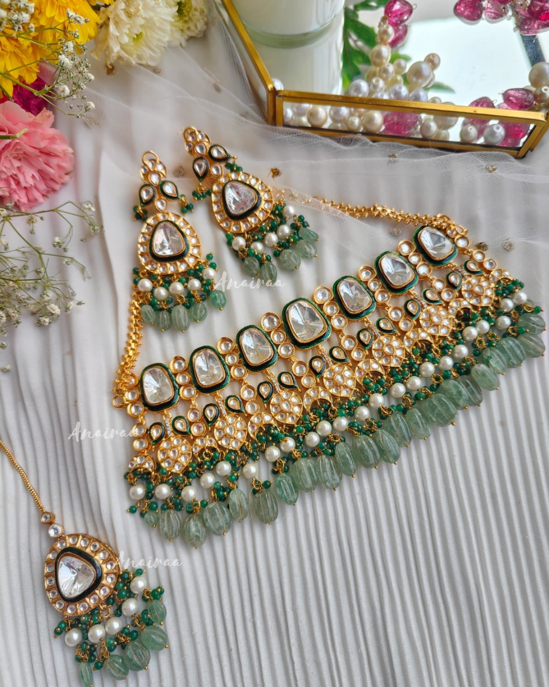 Meena polki bridal choker set