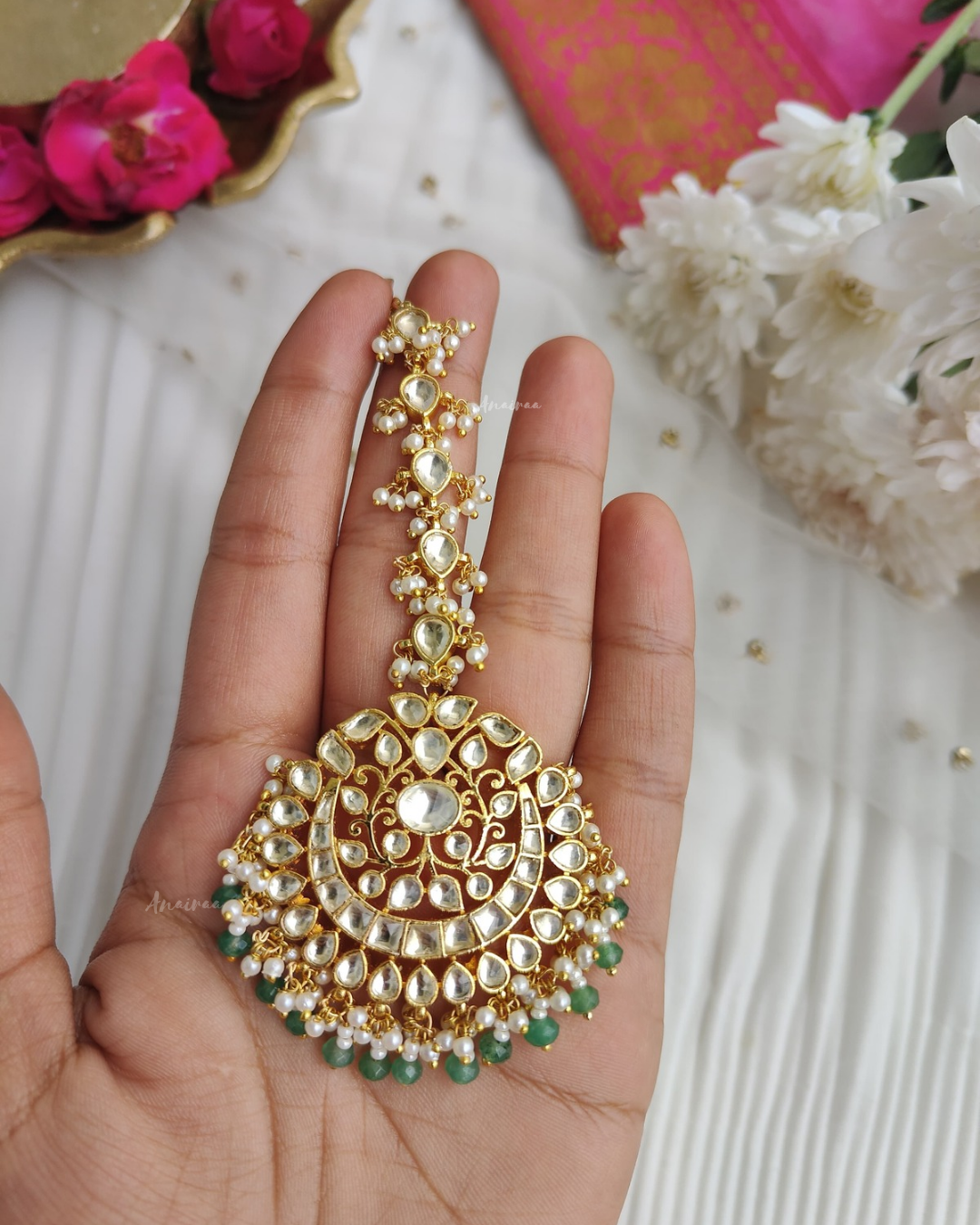 Paachi kundan maangtikka