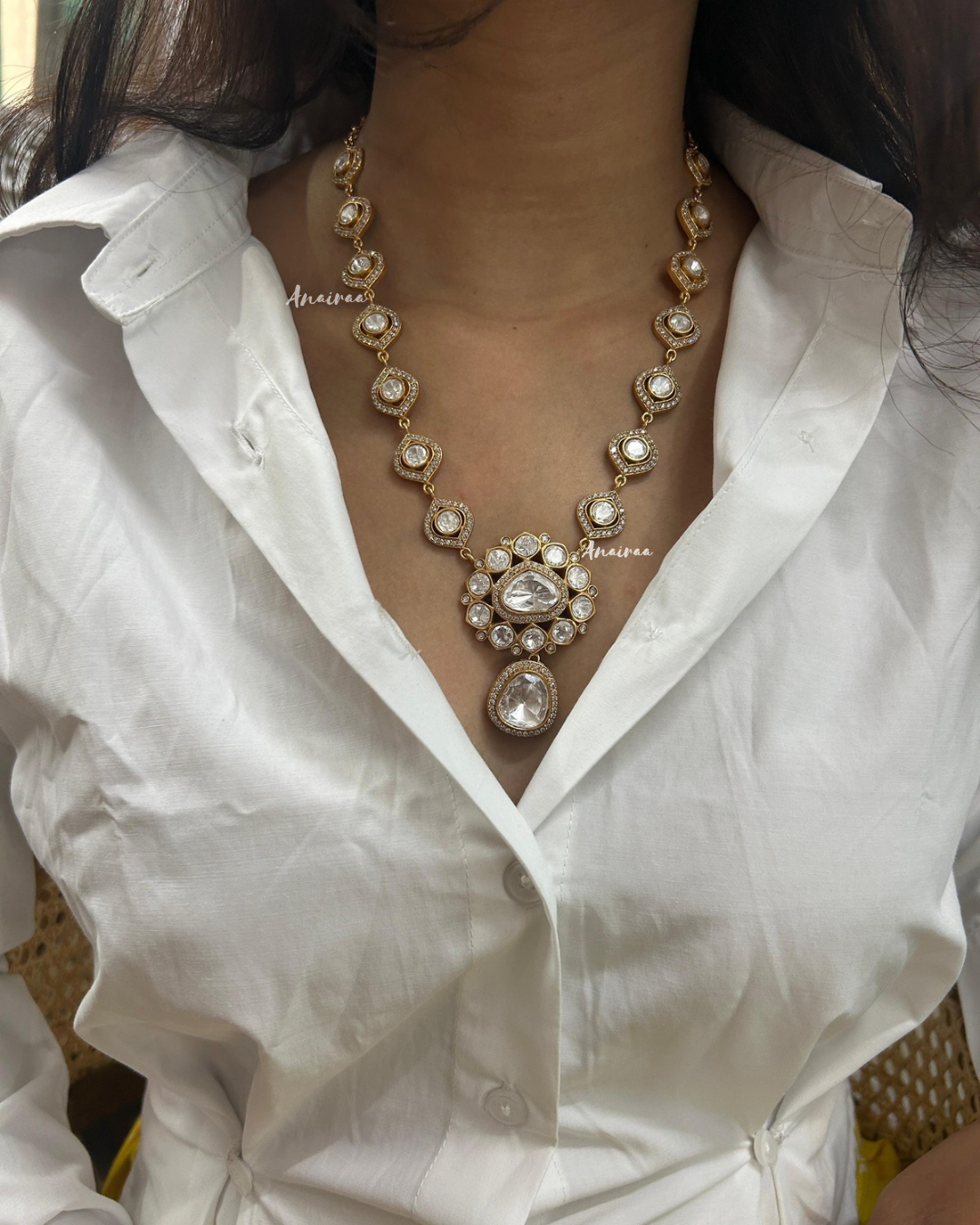 Vriha moissanite long necklace set