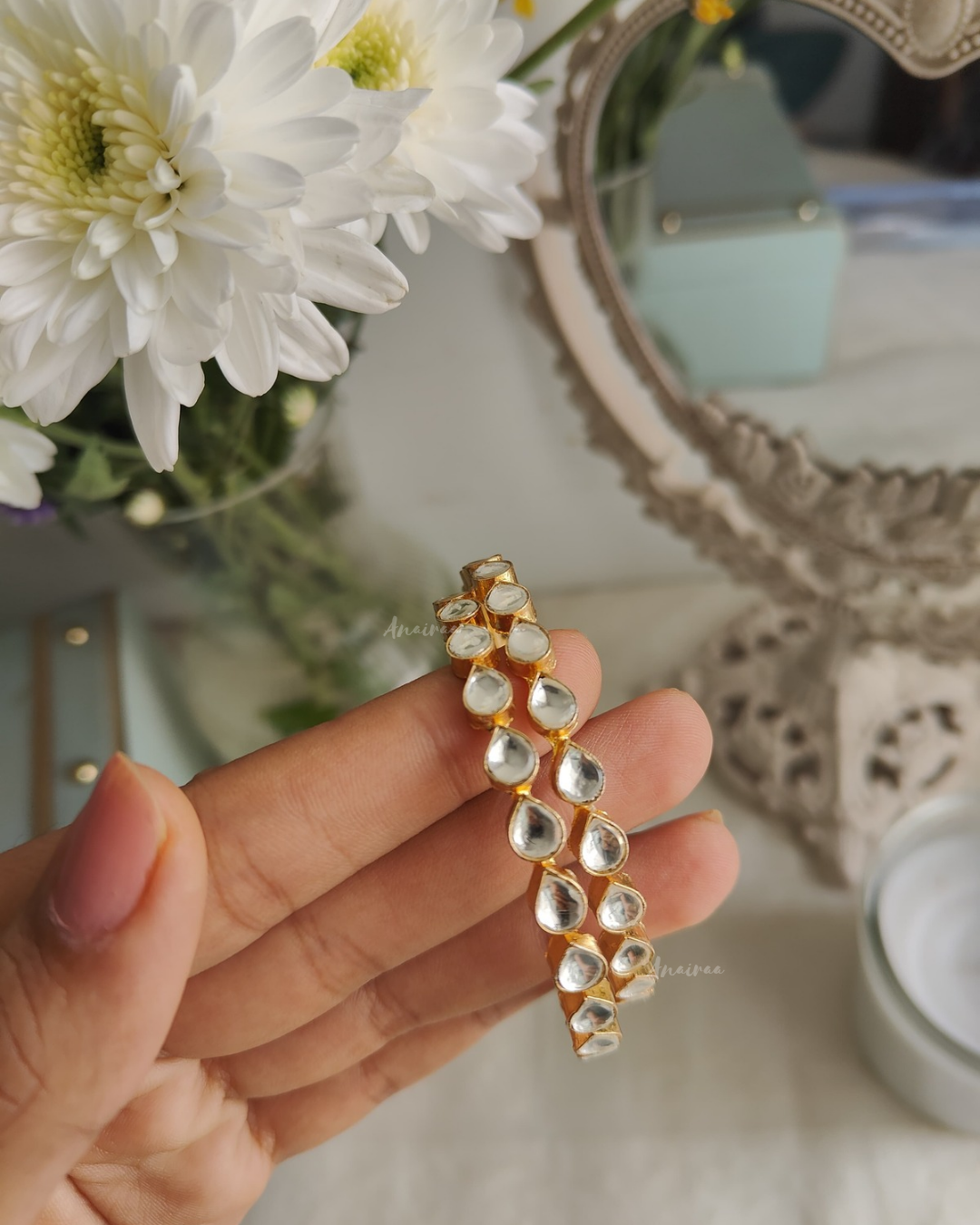 Paachi kundan non openable bangles