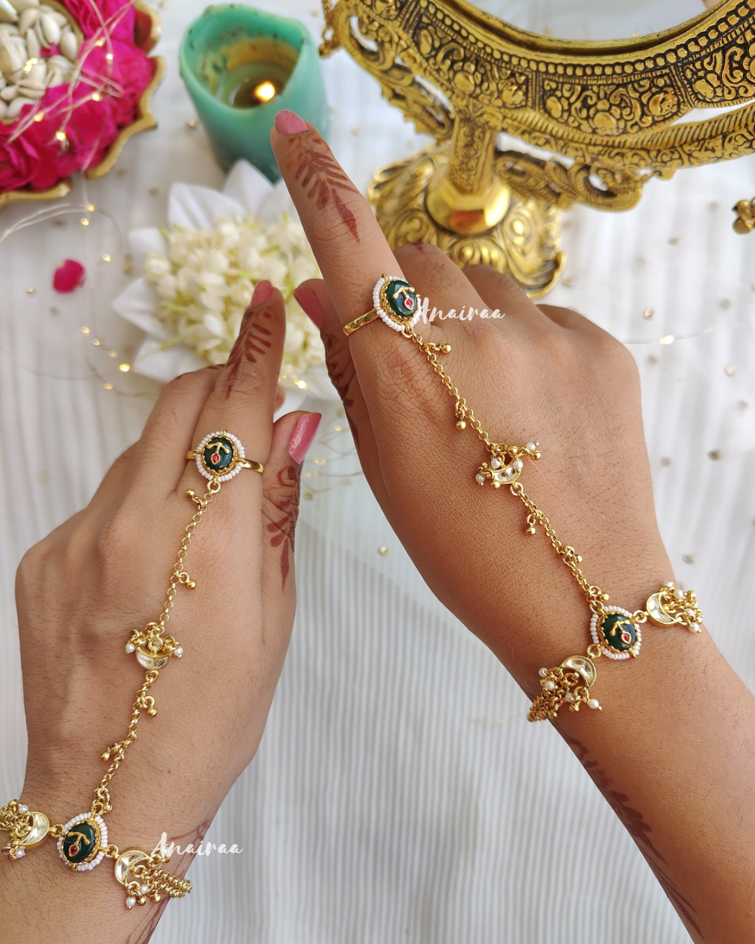 Emerald paachi Kundan hathphool
