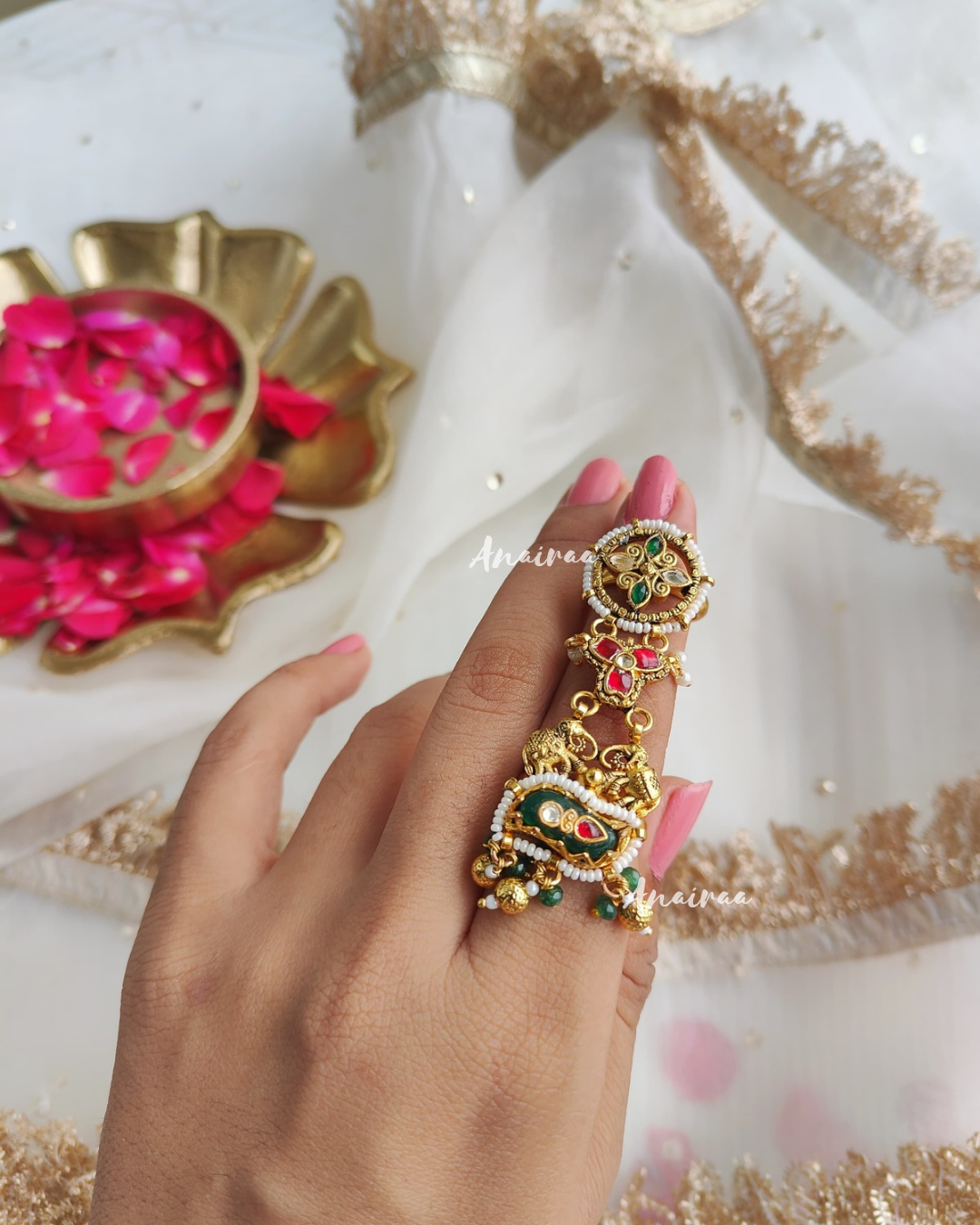 Mouni elephant studded ring